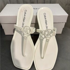 Calvin Klein Collection white flat Sandals